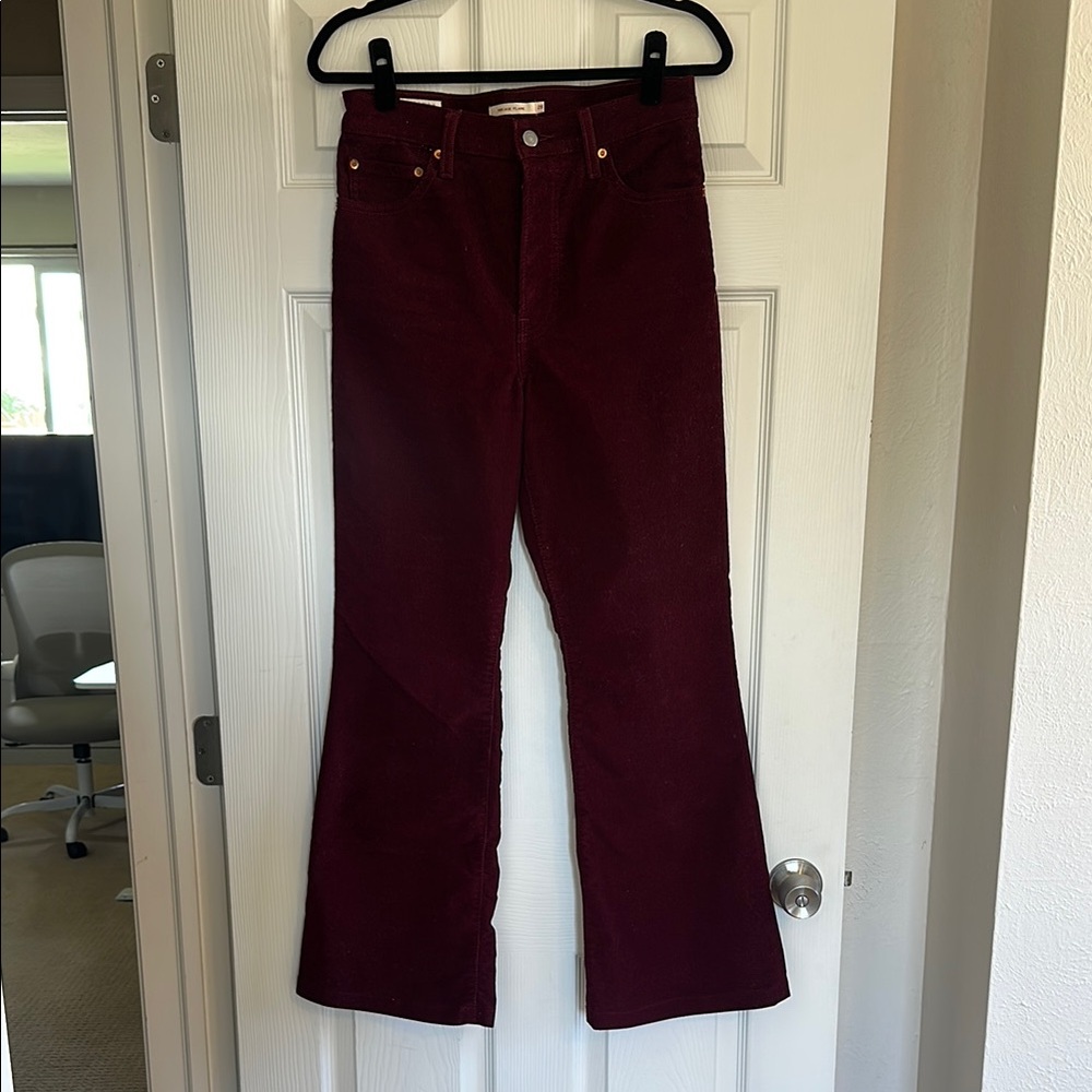 Levi's Women's Ribcage Flare Corduroy Jeans in Burgundy